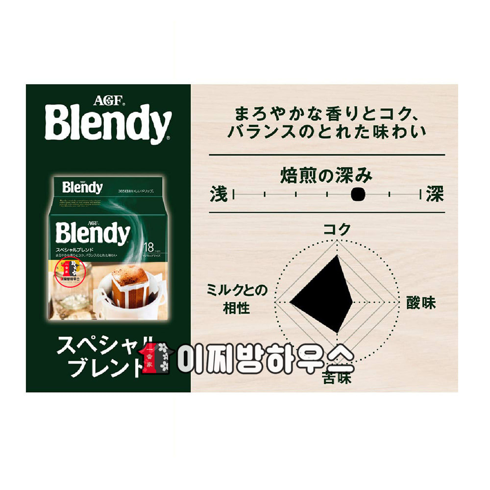 AGF 블랜디 드립커피 스페셜 18p 일본 드립백커피 핸드립 맛있는원두 간편한 일회용티백