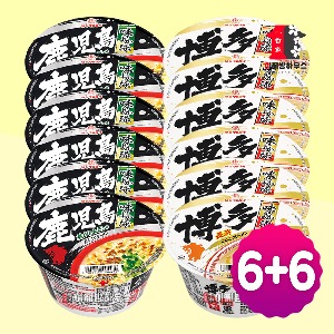 마루타이 돈코츠라멘 가고시마6입 + 하카다6입 컵누들 12개 일본컵라면 일본라멘 해장라면 캠핑음식 야식